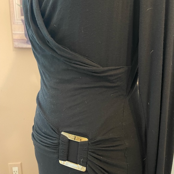 Black cotton long sleeve cocktail dress with low decolte’ - Picture 4 of 6